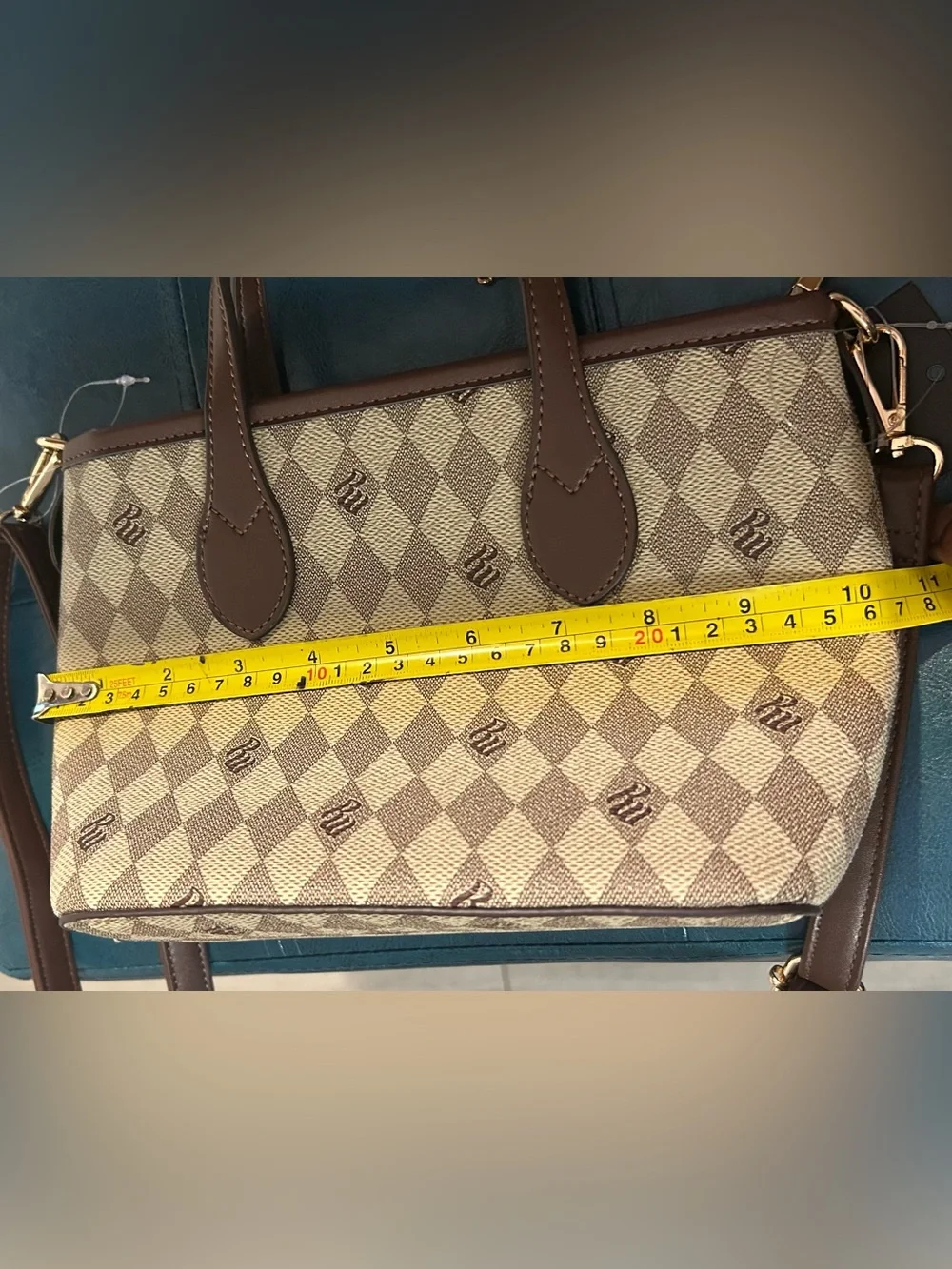 RocaWear Brown/cream tote Handbag with Gold Charm